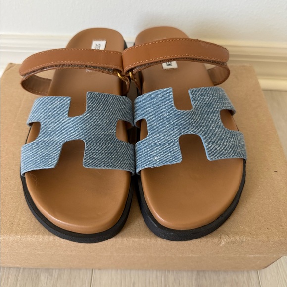 Steve Madden Shoes - Steve Madden Blue and Brown H-Strap Sandals